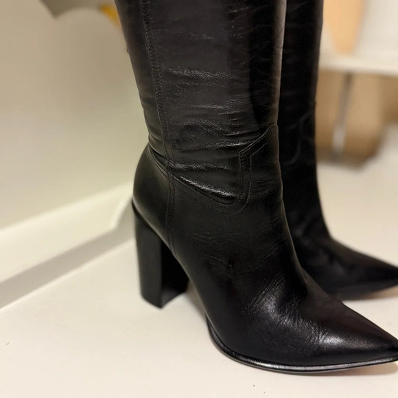 CARRANO over the knee leather boots with thick heels - Picture 3 of 14